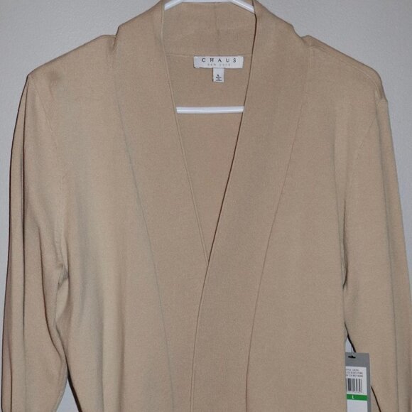 Chaus New York No Button Cardigan in Khaki Size L - Picture 1 of 4